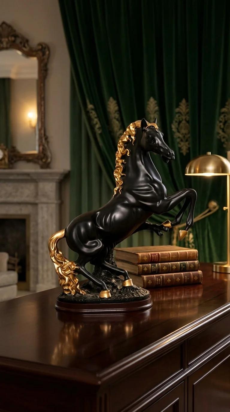 MH Decors Elegant Rearing Horse Figurine for Home and Office Tabletop Display
