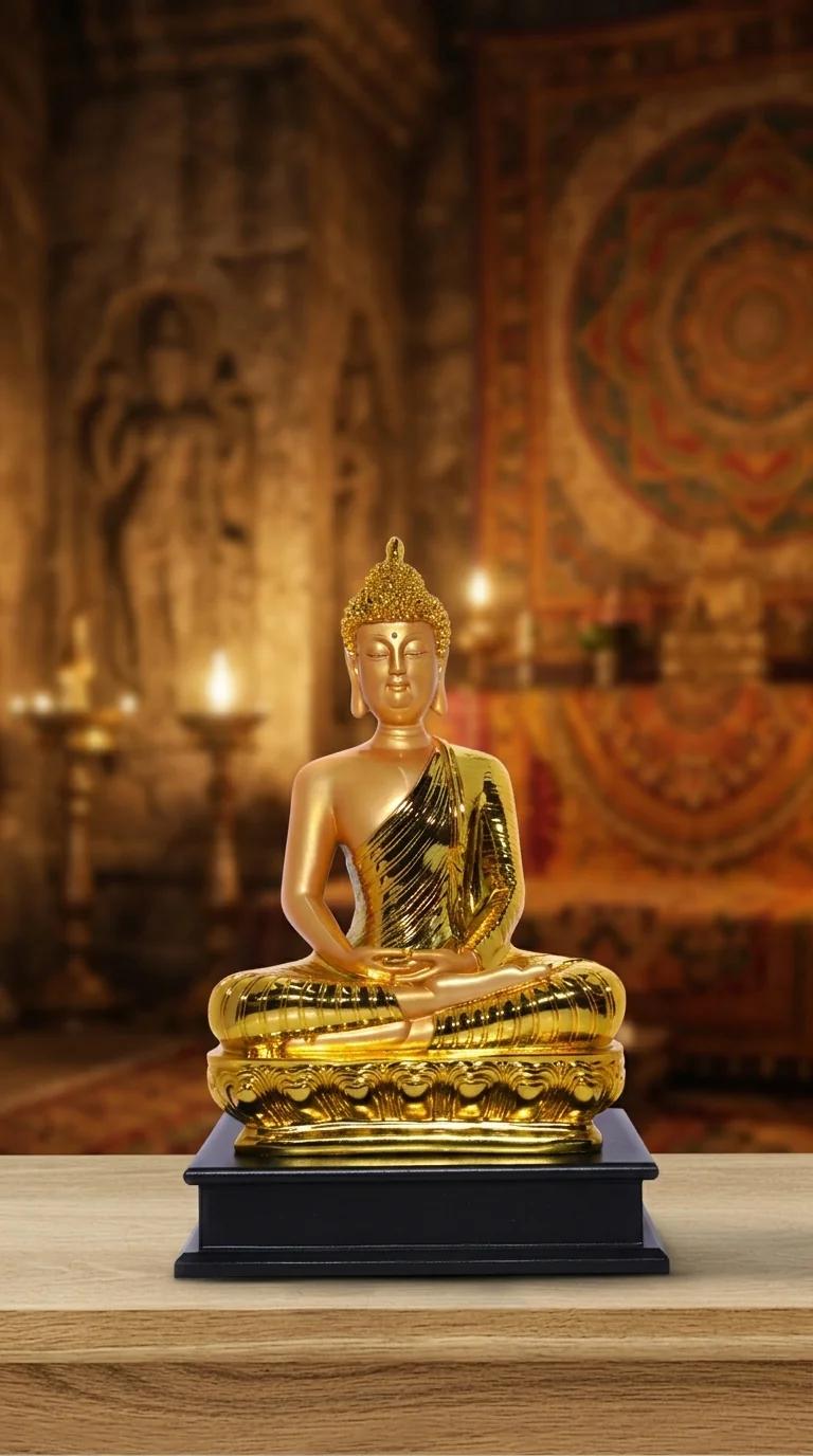 MH Decors Elegant Gold Plated Buddha Figurine for Corporate Gift and Home Decor