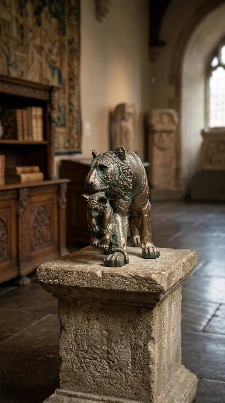 Value Gifts Polyresin Lioness and Cub Statue for Living Room Decoration