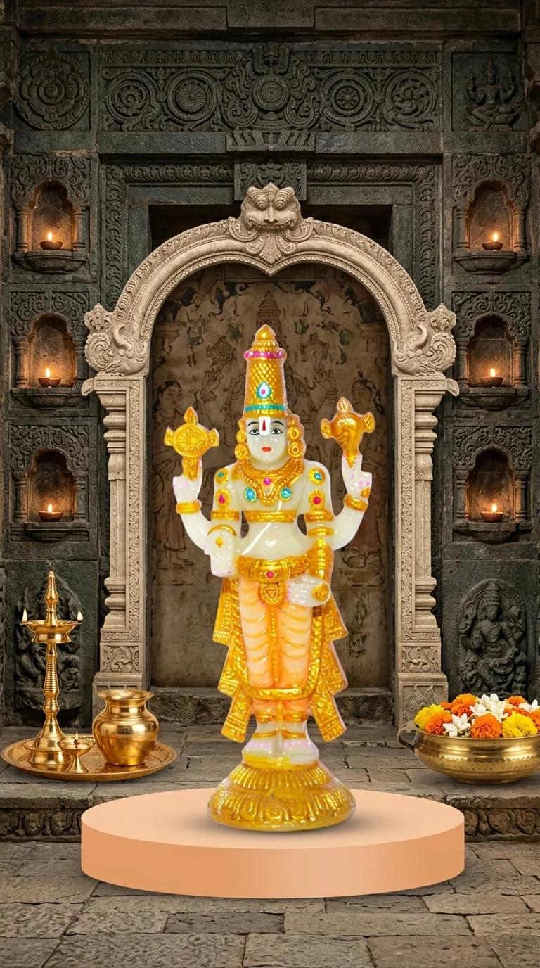 Value Gifts Gold Colour Venkateswara Swamy Statue for Pooja Room Decor