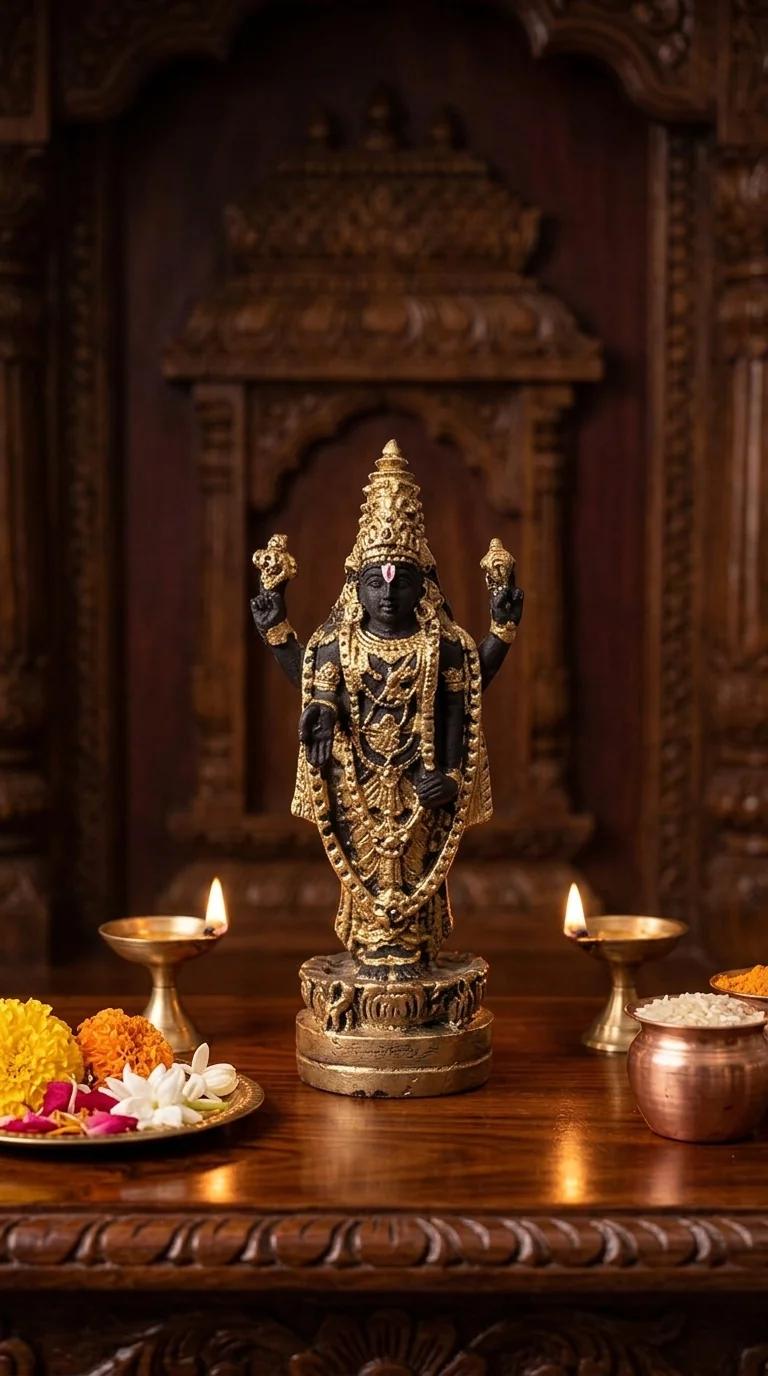 Value Gifts Elegant Gold Coated Tirupati Balaji Idol for Pooja Room Decoration