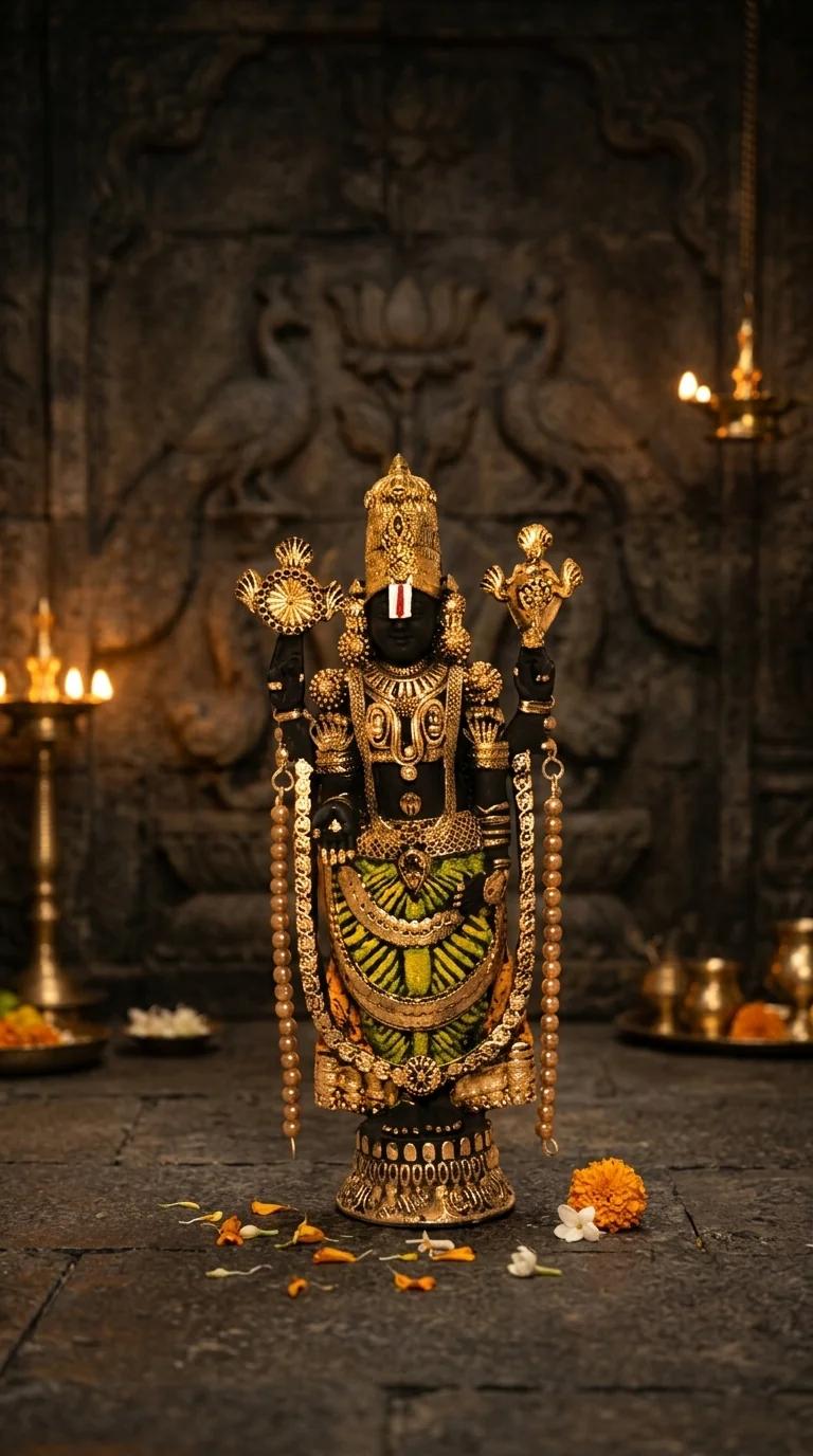 Value Gifts Elegant Gold Lord Venkateswara Murti Decorative Statue for Home Worship