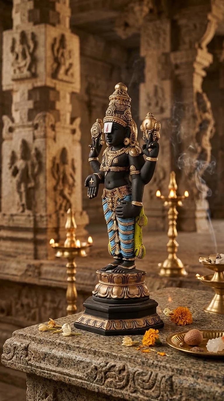Value Gifts Elegant Black Finish Lord Venkateswara Swamy Idol for Home and Office Display