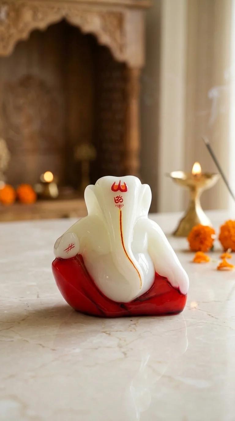 Value Gifts Lord Ganesha in Synthetic Marble Medium Size for Home and Office Decor
