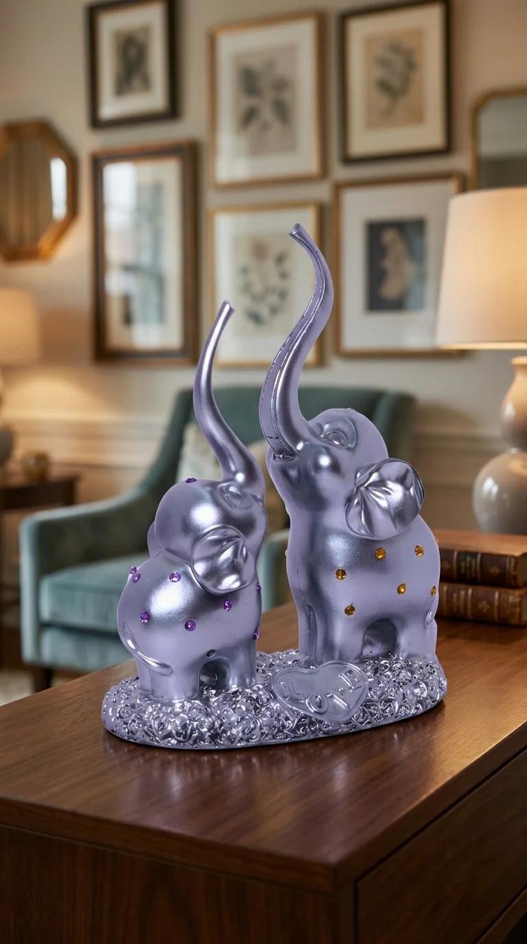 Value Gifts Premium Cute Baby Elephant Figurine for Living Room and Office Decor