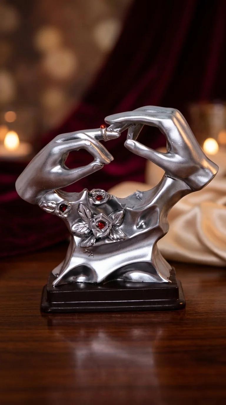 Value Gifts Premium Large Made for Each Other Hand Ring Figurine for Home and Valentine