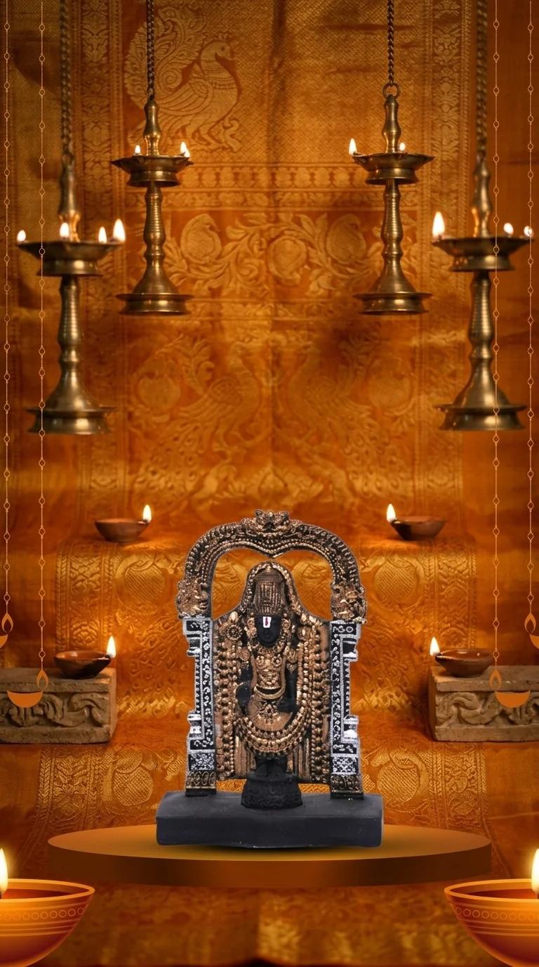 MH Decors Elegant Balaji Idol with Arch Showpiece for Home and Dashboard Decor