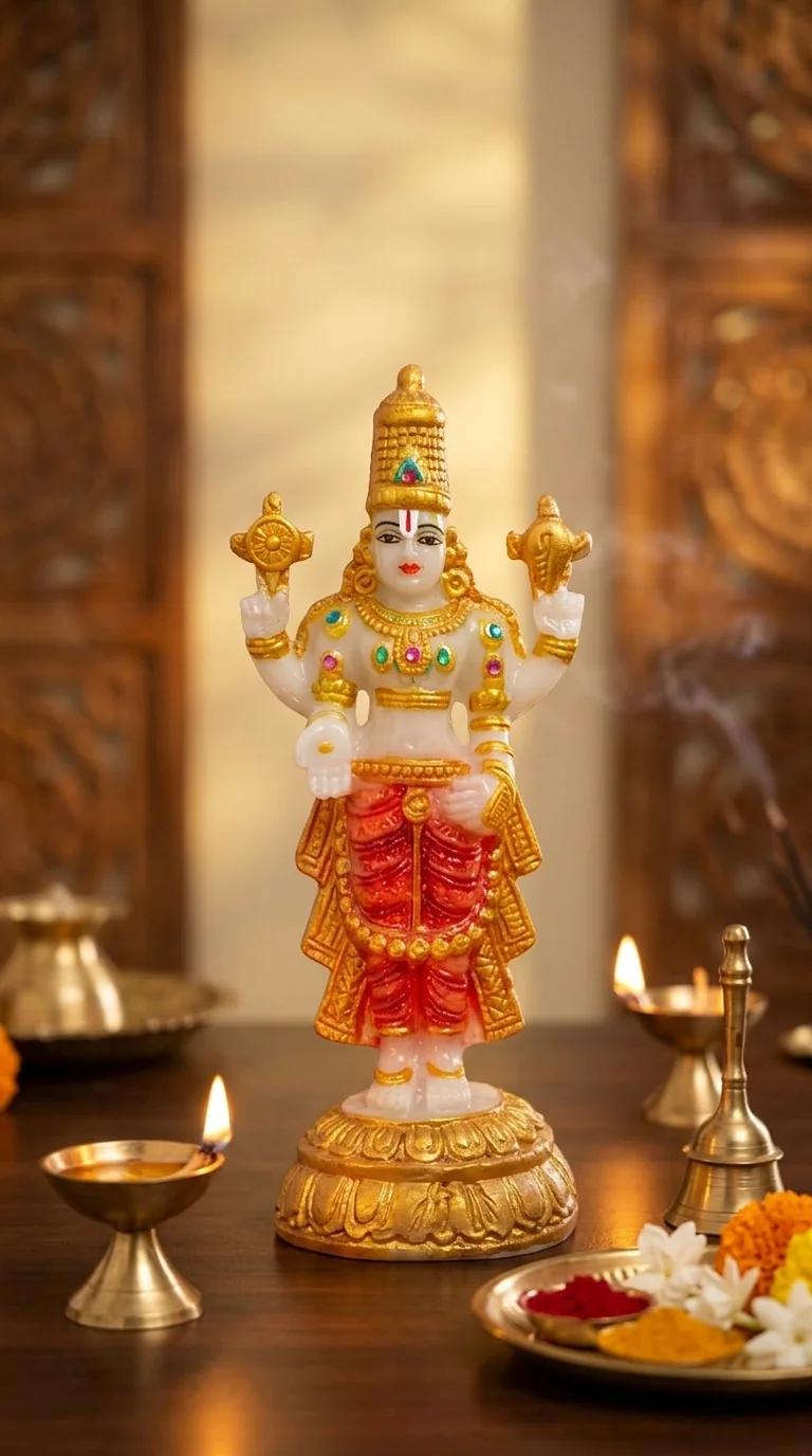 MH Decors Elegant Rediyam Lord Venkateswara Swamy Figurine for Home, Car, and Office Decor