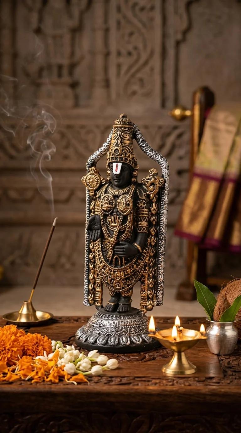 MH Decors Elegant Lord Balaji Figurine for Home, Pooja Room, and Car Decor