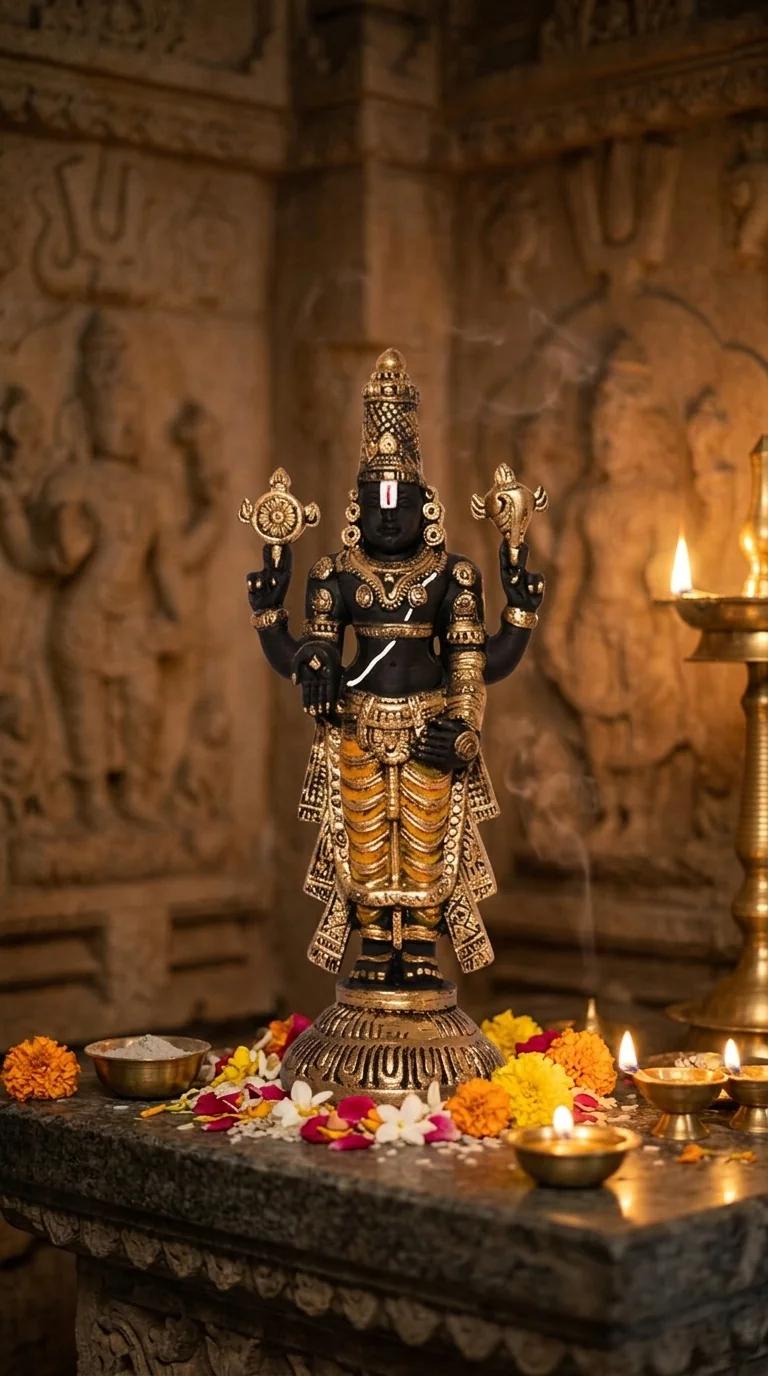 MH Decors Elegant Srinivasa Perumal Murti Showpiece for Home, Office, and Pooja Room