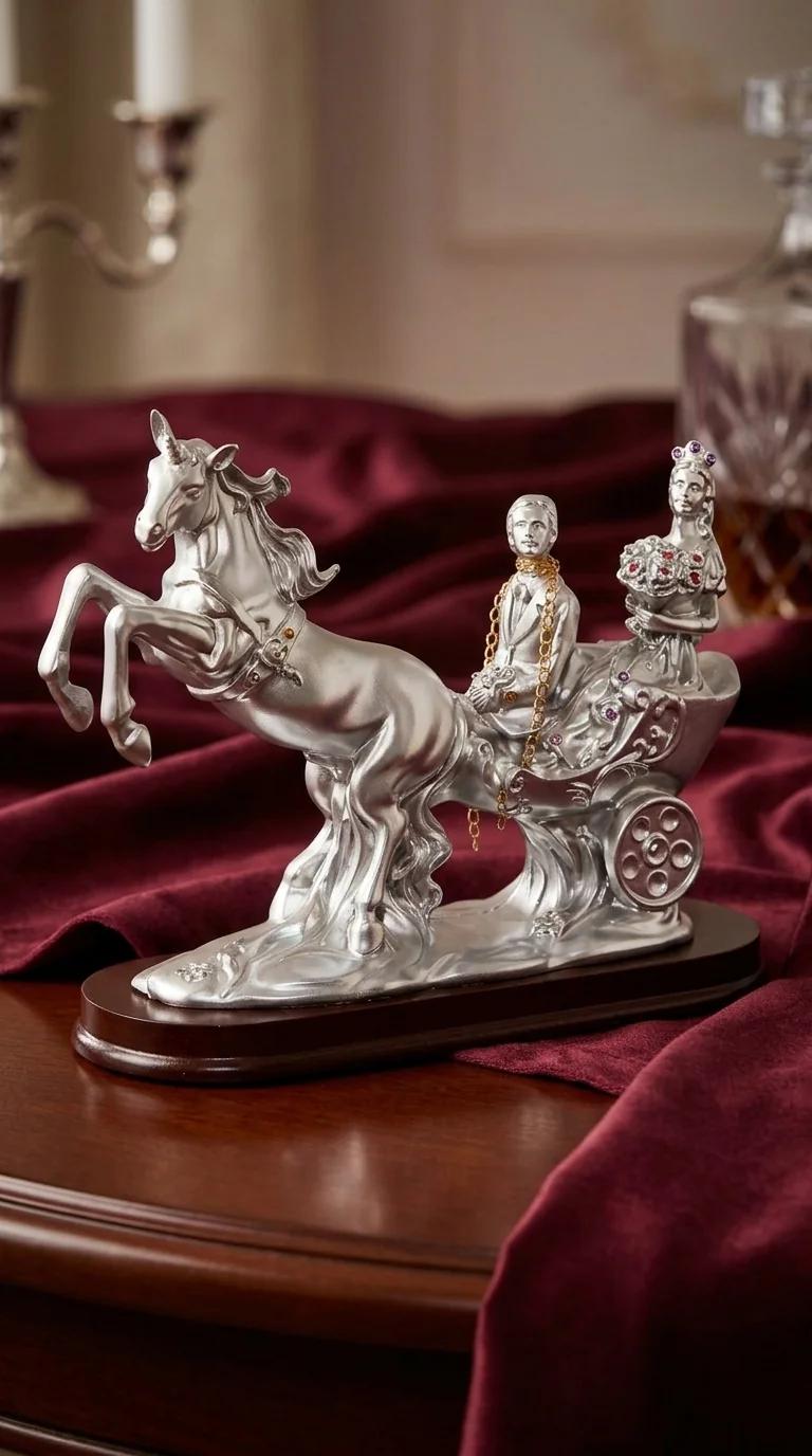 MH Decors Elegant Love Couple on Chetak Horse Figurine for Tabletop and Home Decoration