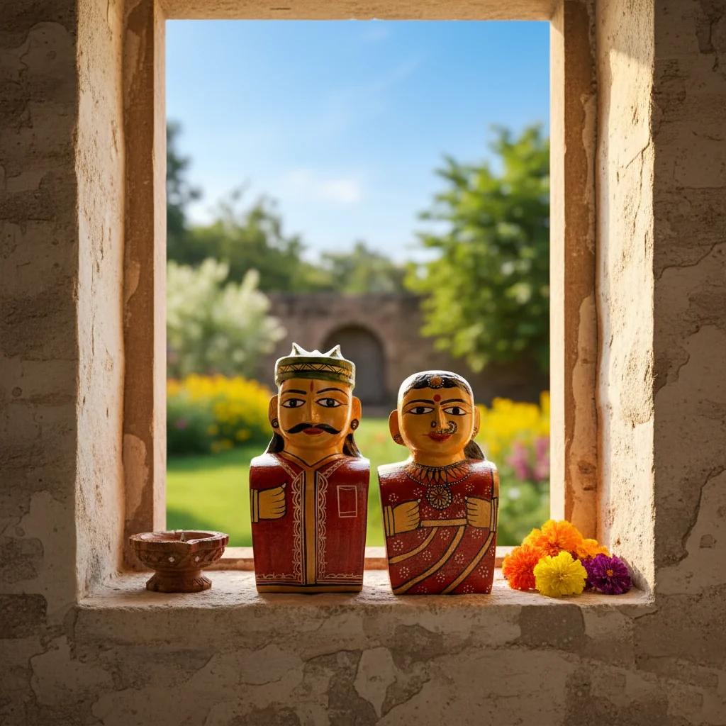 VPH Gift Store Handmade Kondapalli Koyya Bommalu Raja Rani Wooden Figurines