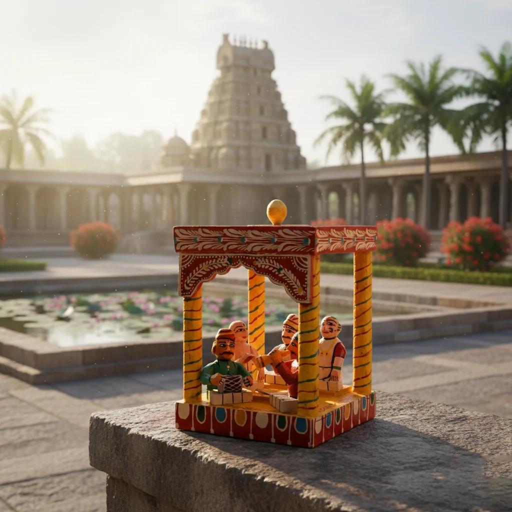 VPH Gift Store Wooden Kondapalli Pellimandapam Marriage Figurines Handcrafted for Home Decor