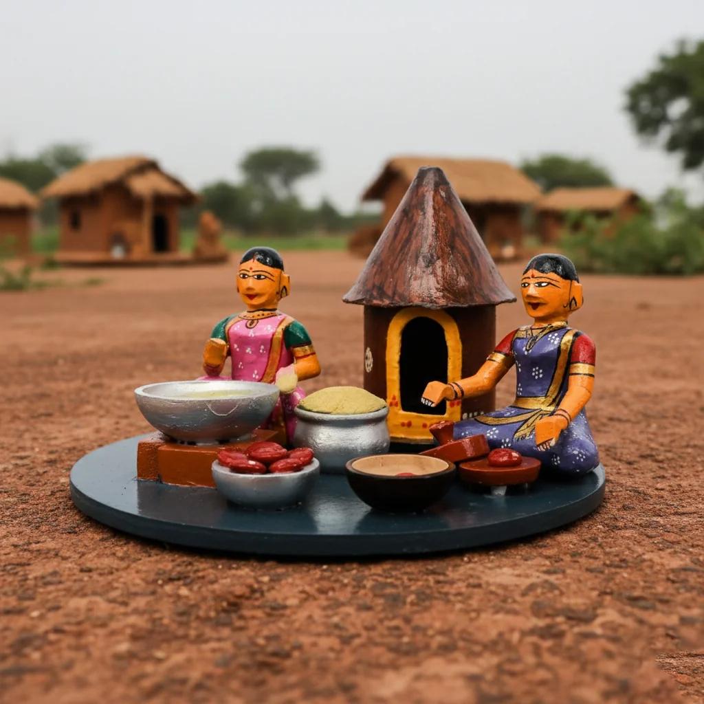 VPH Gift Store Traditional Kondapalli Village Ladies Ariselu Making Wooden Figurines Home Decor