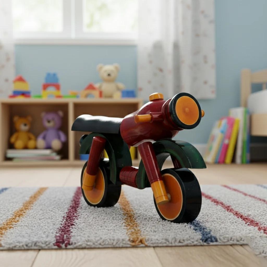 VPH Gift Store Kondapalli Wooden Motorcycle Toy Handcrafted Decorative Figurine for Kids