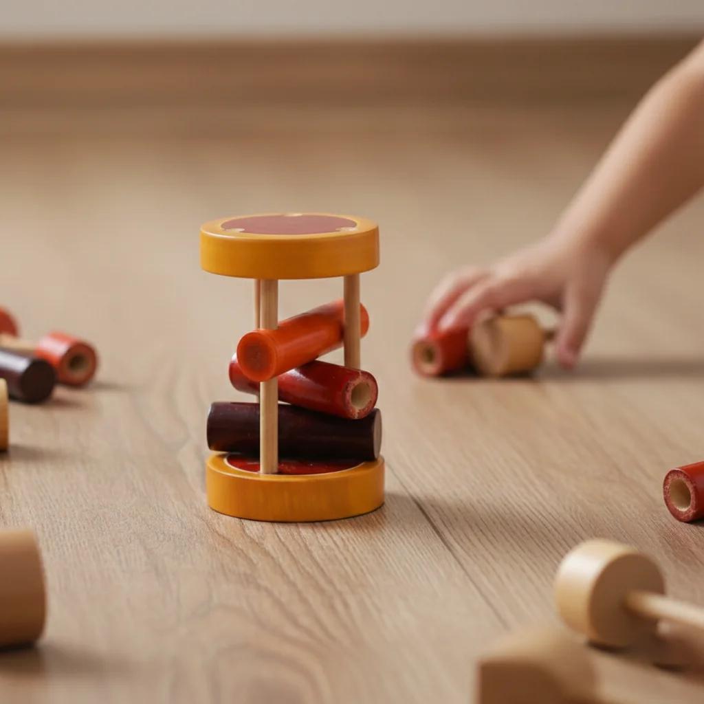 VPH Gift Store Kondapalli Wooden Baby Rattle Rolling Toy for Kids