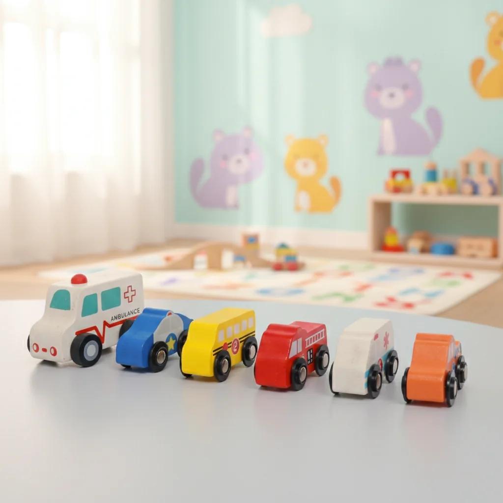 VPH Gift Store Handmade Kondapalli Wooden Car Toy Set of 6 for Children