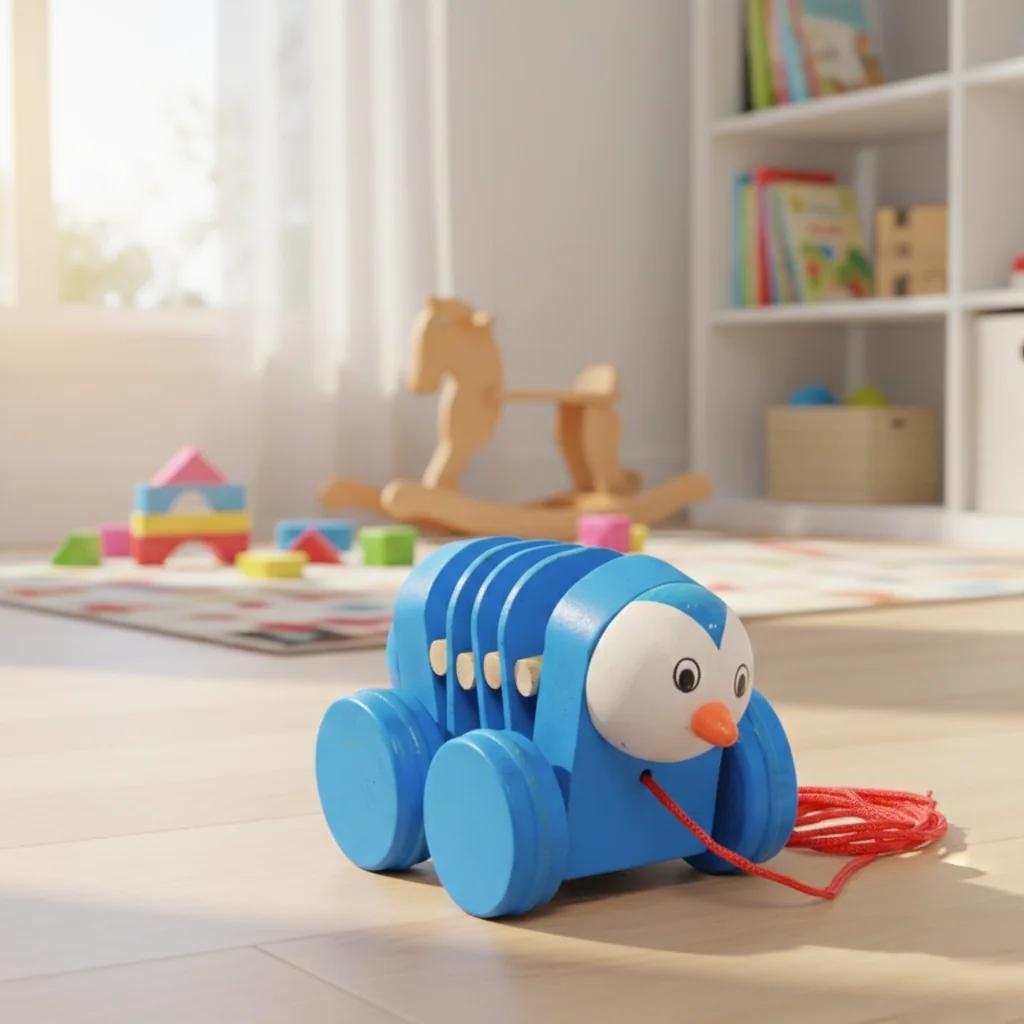 VPH Gift Store Handmade Kondapalli Wooden Caterpillar Pull Toy for Baby Development