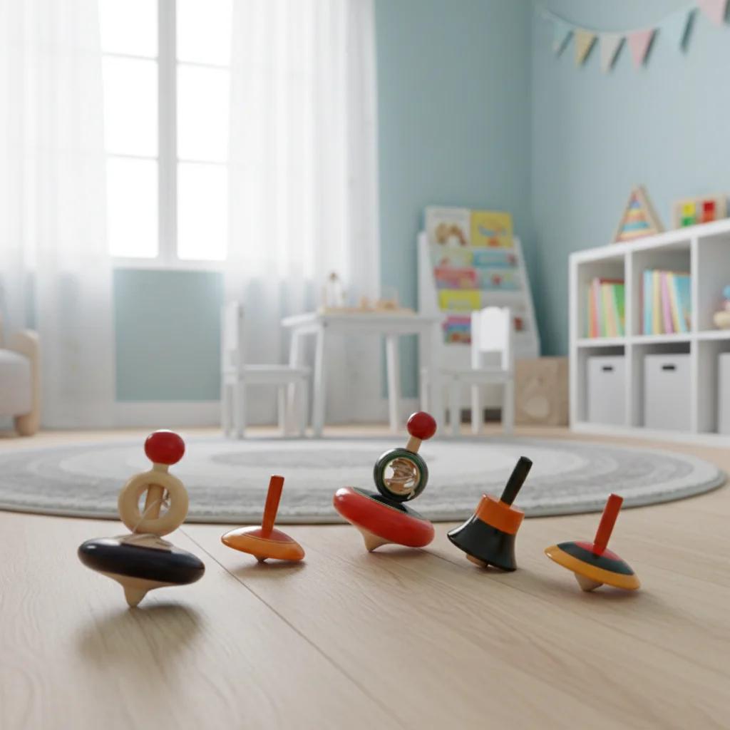 VPH Gift Store Kondapalli Wooden Finger Spinning Tops Educational Toy for Kids