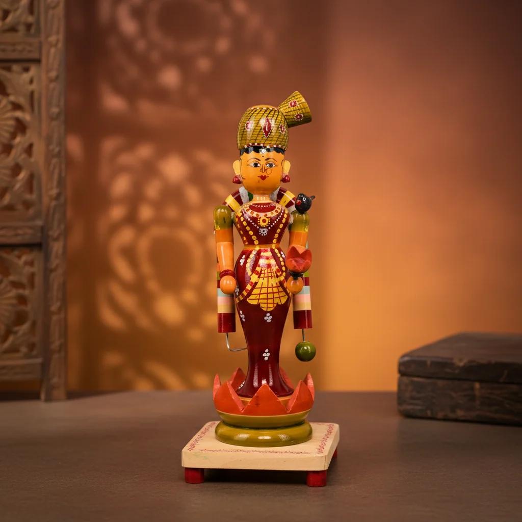 VPH Gift Store Kondapalli Wooden Goddess Goda Devi Decorative Showpiece for Home