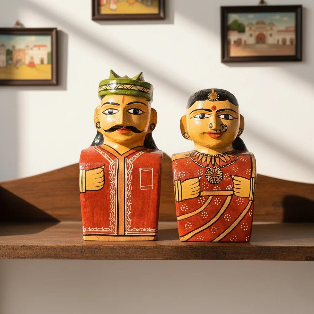 MH Decors Wooden Raja Rani Koyya Bommalu Kondapalli Handmade for Home Decoration