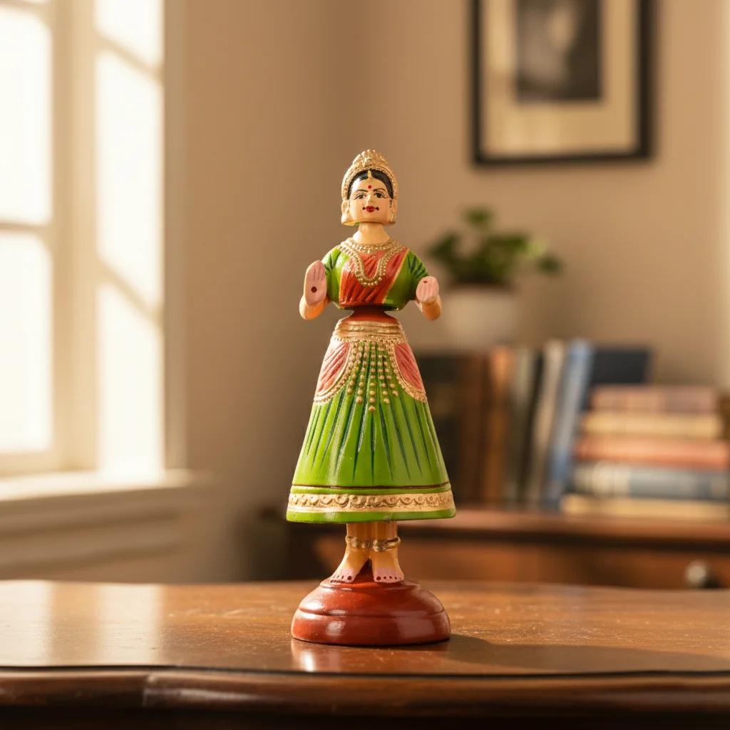 MH Decors Kondapalli Wooden Butta Bomma Dancing Doll Handcrafted for Living Room Decor
