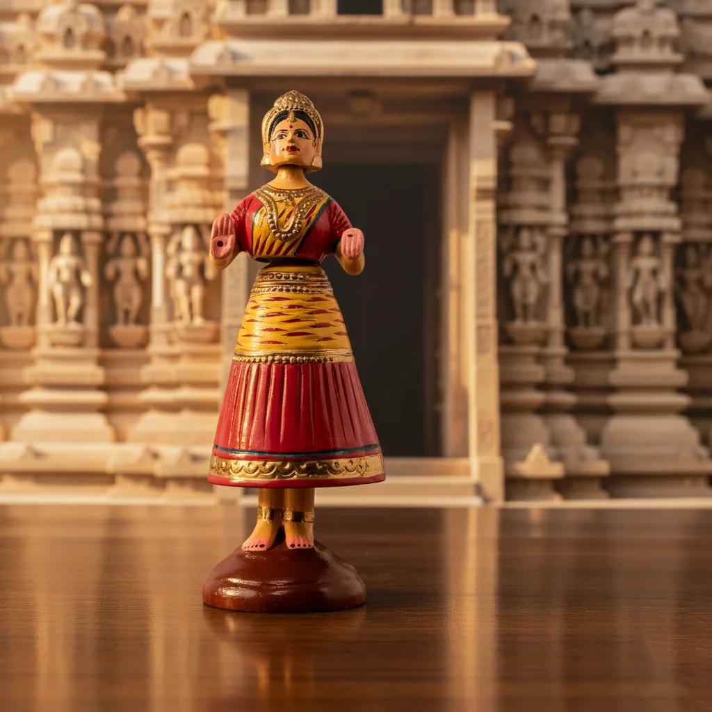 MH Decors Wooden Butta Bomma Dancing Doll Kondapalli Handmade Decorative Figurine