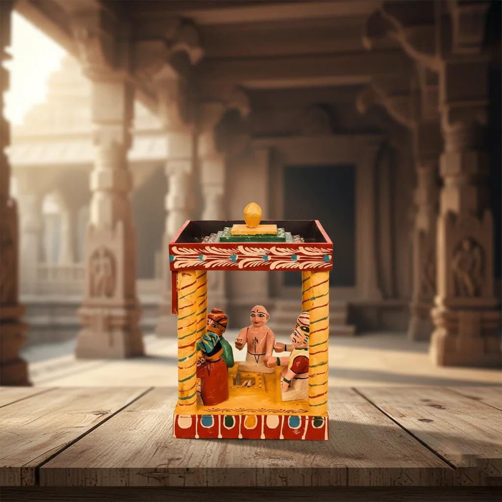 MH Decors Handmade Kondapalli Wooden Marriage Set Bride and Groom Figurines