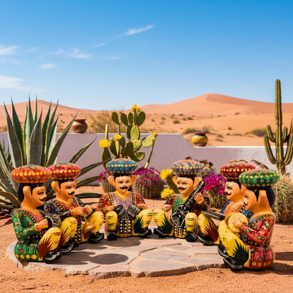 MH Decors Kondapalli Jaipur Musician Bawla Wooden Set of 6 Handmade for Living Room