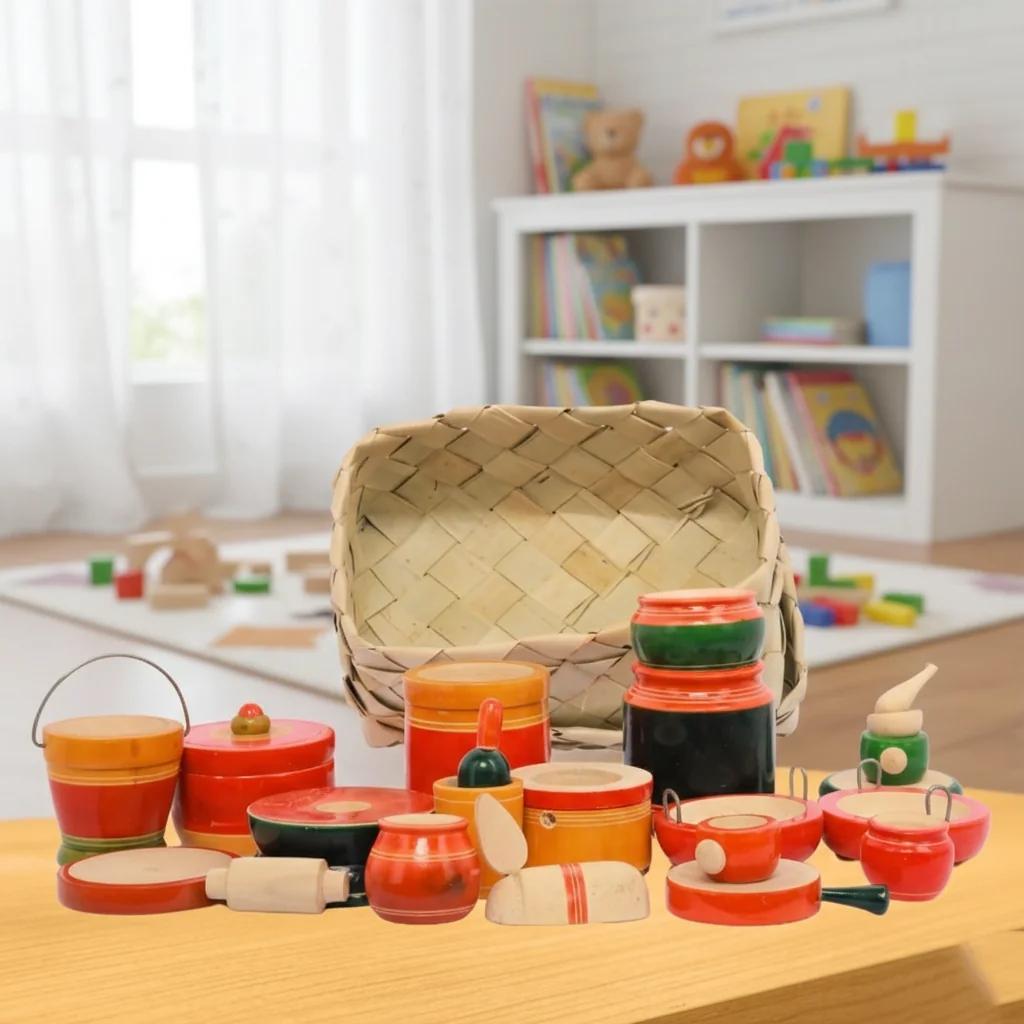 MH Decors Wooden Eco Friendly Kitchen Set Kondapalli Handmade for Children