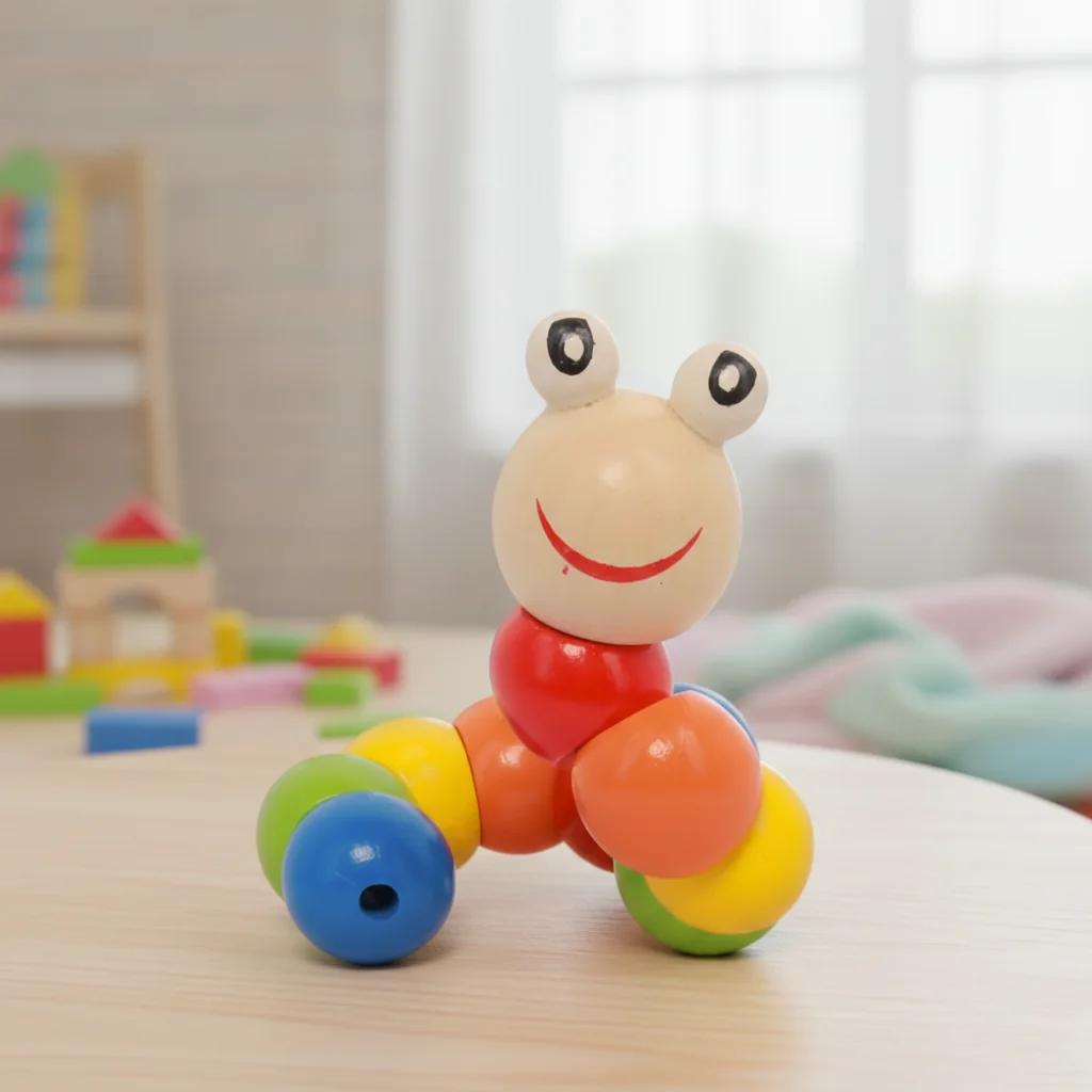 MH Decors Handmade Kondapalli Wooden Caterpillar Crawling and Twisting Toy