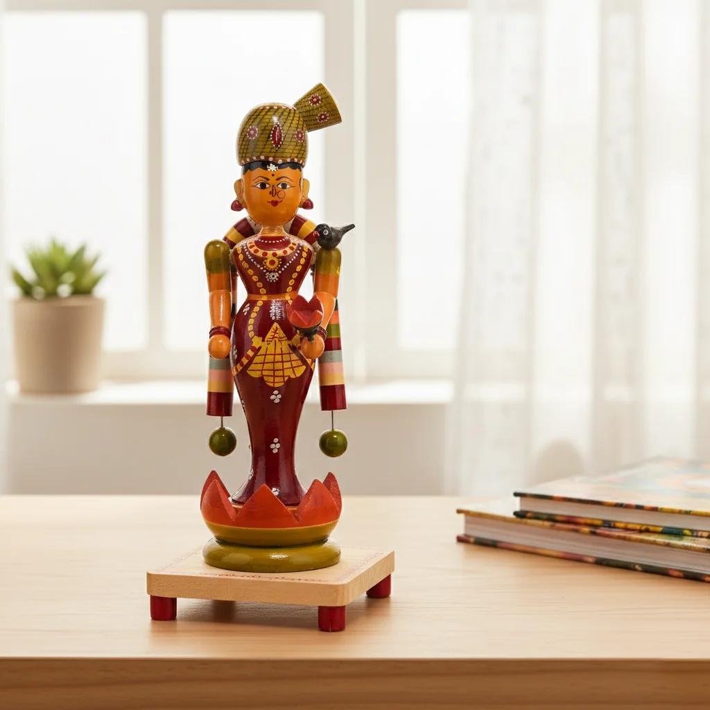 MH Decors Wooden Goddess Goda Devi Kondapalli Handcrafted Decorative Idol