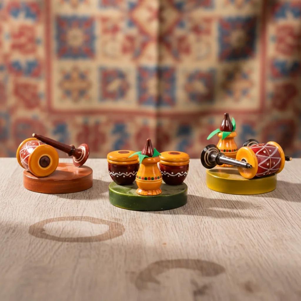 MH Decors Wooden Sannai Pelli Melam Musical Set Kondapalli Handmade Decorative Figurine