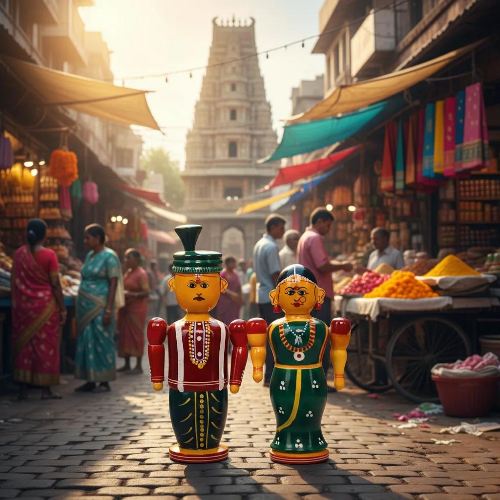 VPH Gift Store Handmade Kondapalli Wooden Bride Couple Decorative Showpiece