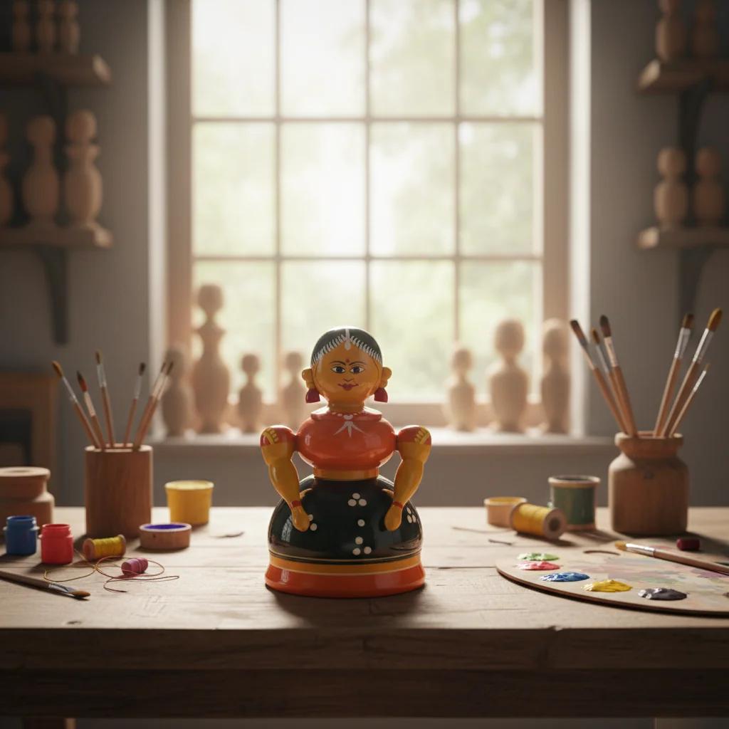 VPH Gift Store Handmade Kondapalli Wooden Buttabomma Figurine Decorative Showpiece