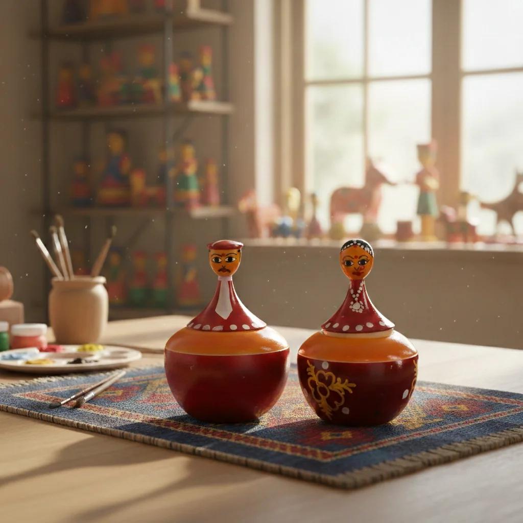 VPH Gift Store Kondapalli Wooden Handcrafted Nesting Doll Showpiece for Home Decor