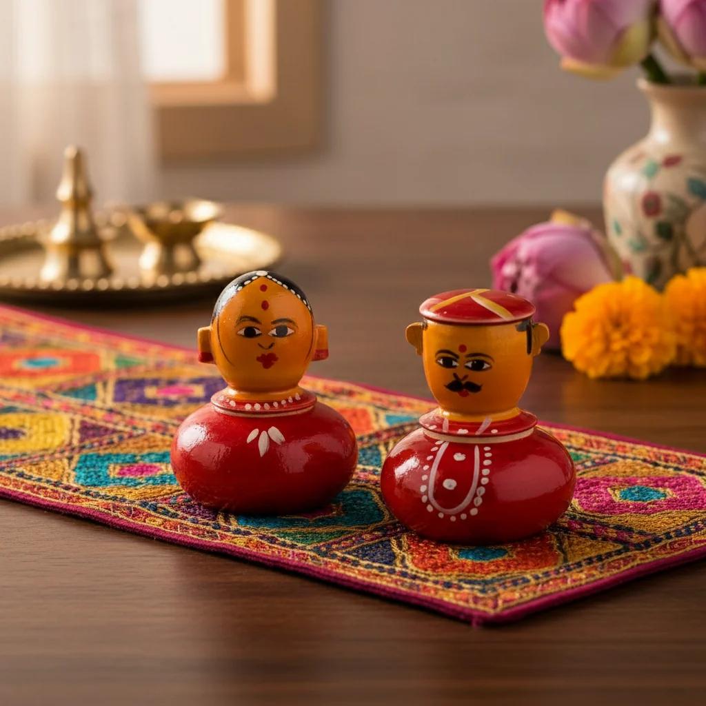 VPH Gift Store Wooden Raja Rani Nesting Doll Kondapalli Handmade for Home Decoration