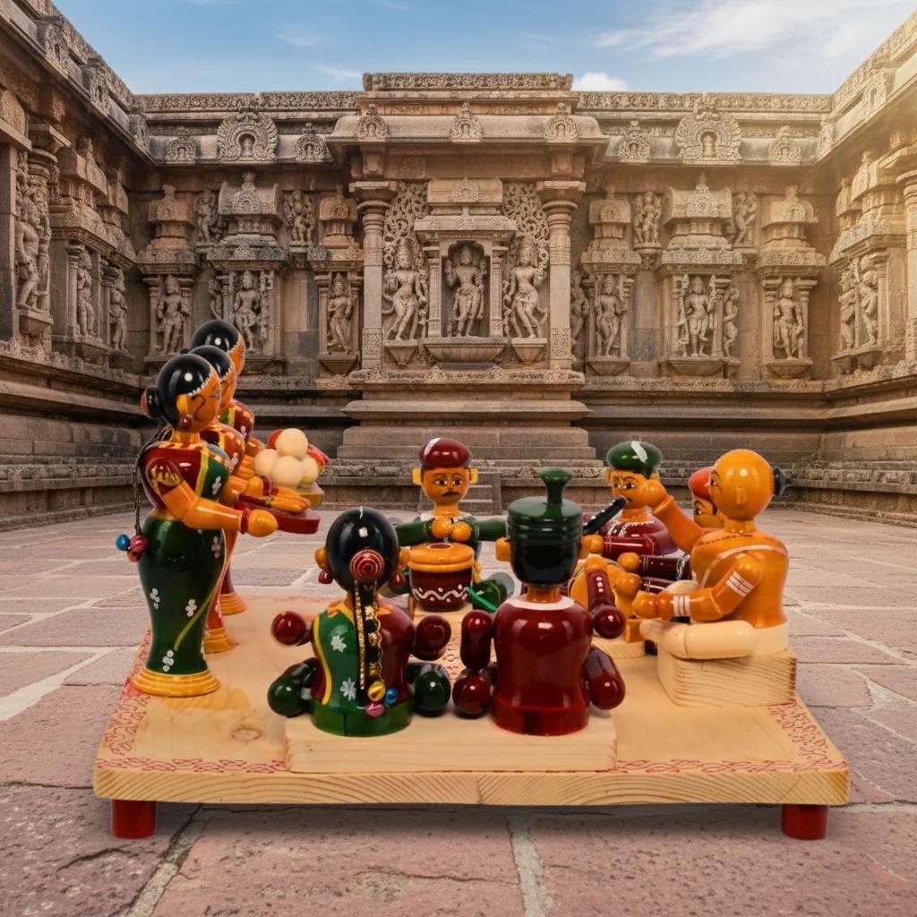 VPH Gift Store Kondapalli Wooden Marriage Set Pelli Mandapam Handcrafted Decorative Showpiece