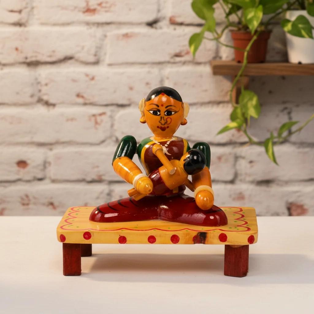 VPH Gift Store Kondapalli Wooden Mother and Child Decorative Toys Set for Living Room