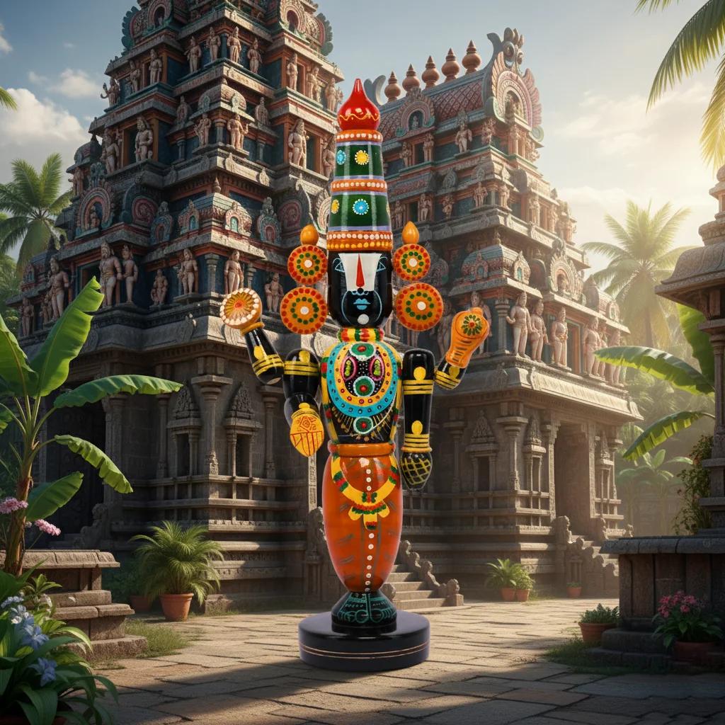 VPH Gift Store Handmade Kondapalli Wooden Lord Venkateswara Decorative Idol for Home