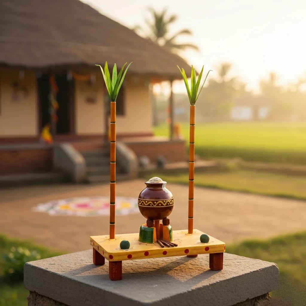 MH Decors Kondapalli Wooden Traditional Pongal Decorative Set for Home Celebration