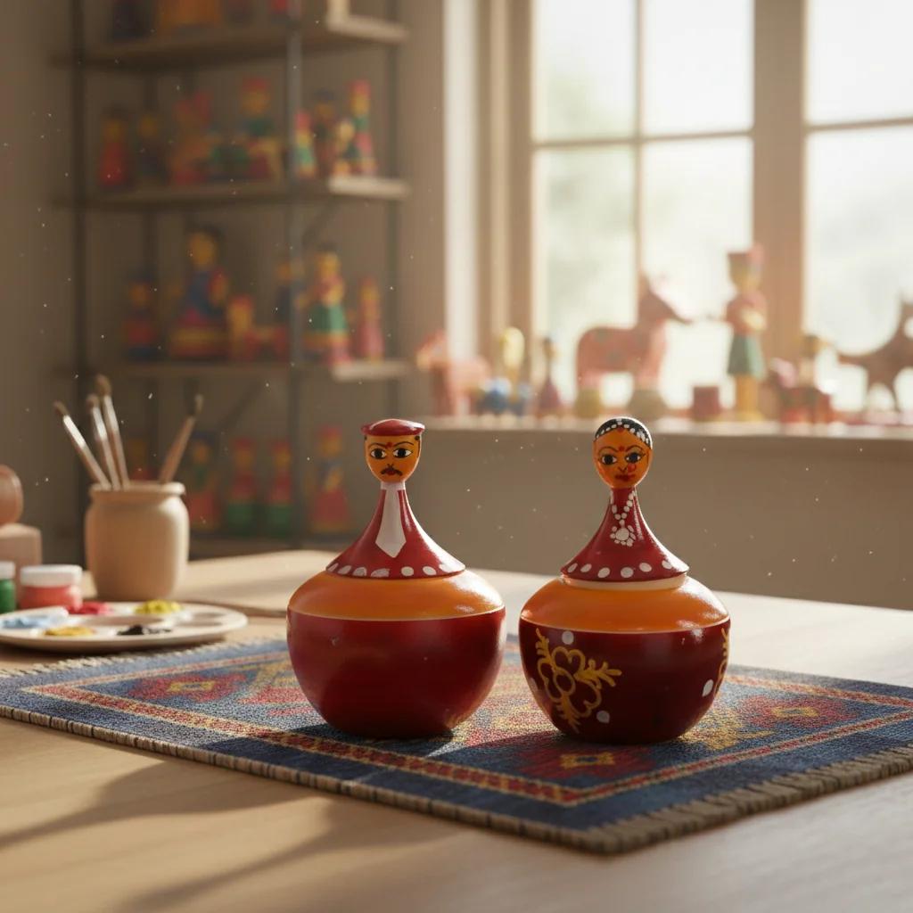 MH Decors Kondapalli Wooden Nesting Doll Hand Painted Decorative Figurine for Home