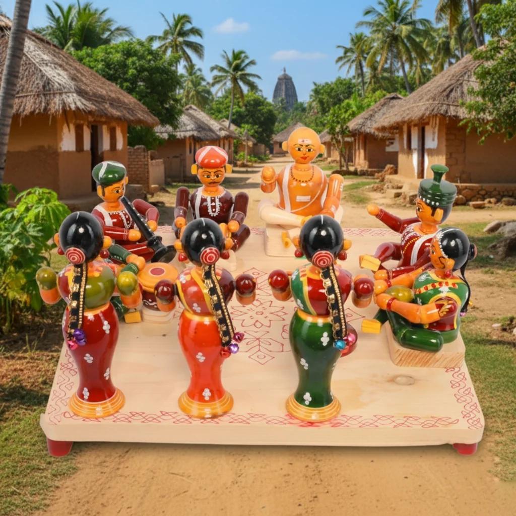 MH Decors Kondapalli Wooden Pelli Mandapam Decorative Figurines Hand Made for Home