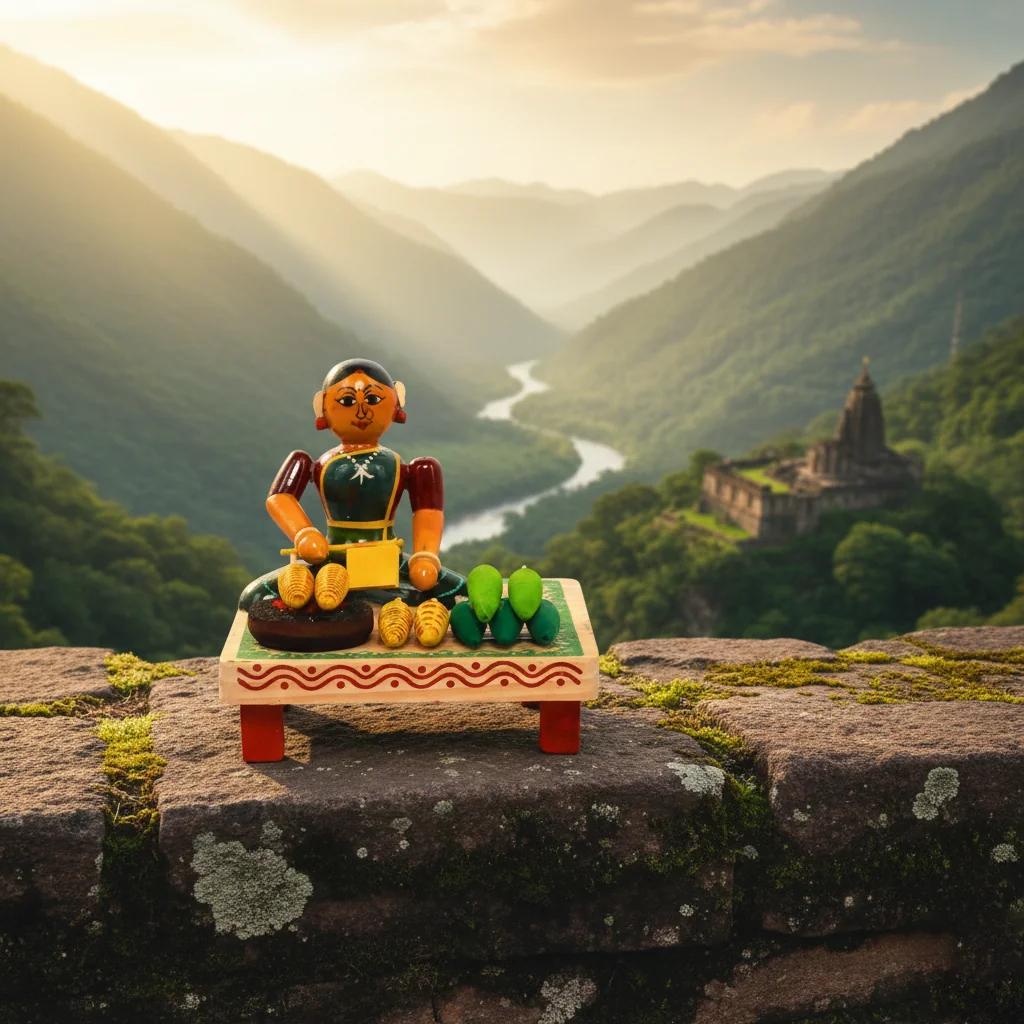 MH Decors Kondapalli Wooden Sweetcorn Selling Women Decorative Toys Hand Made for Home