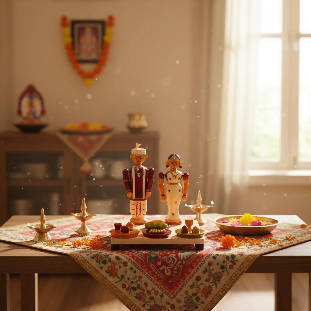 MH Decors Kondapalli Wooden Traditional Bride and Groom Decorative Doll for Home