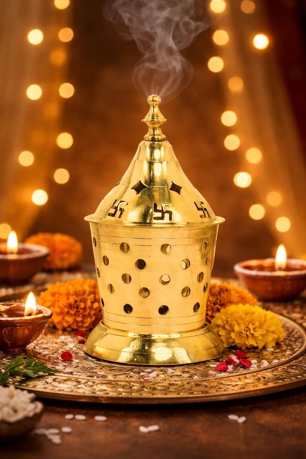 MH Decors Elegant Brass Traditional Akhand Diya for Home Decor and Spiritual Use