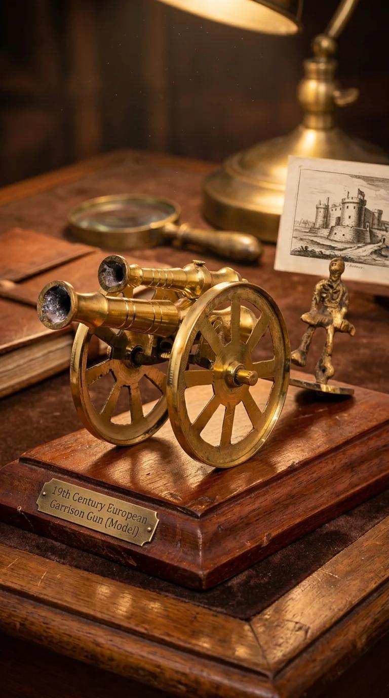 MH Decors Brass Double Barrel Canon Ball Fire Soldier Desk Showpiece Handcrafted