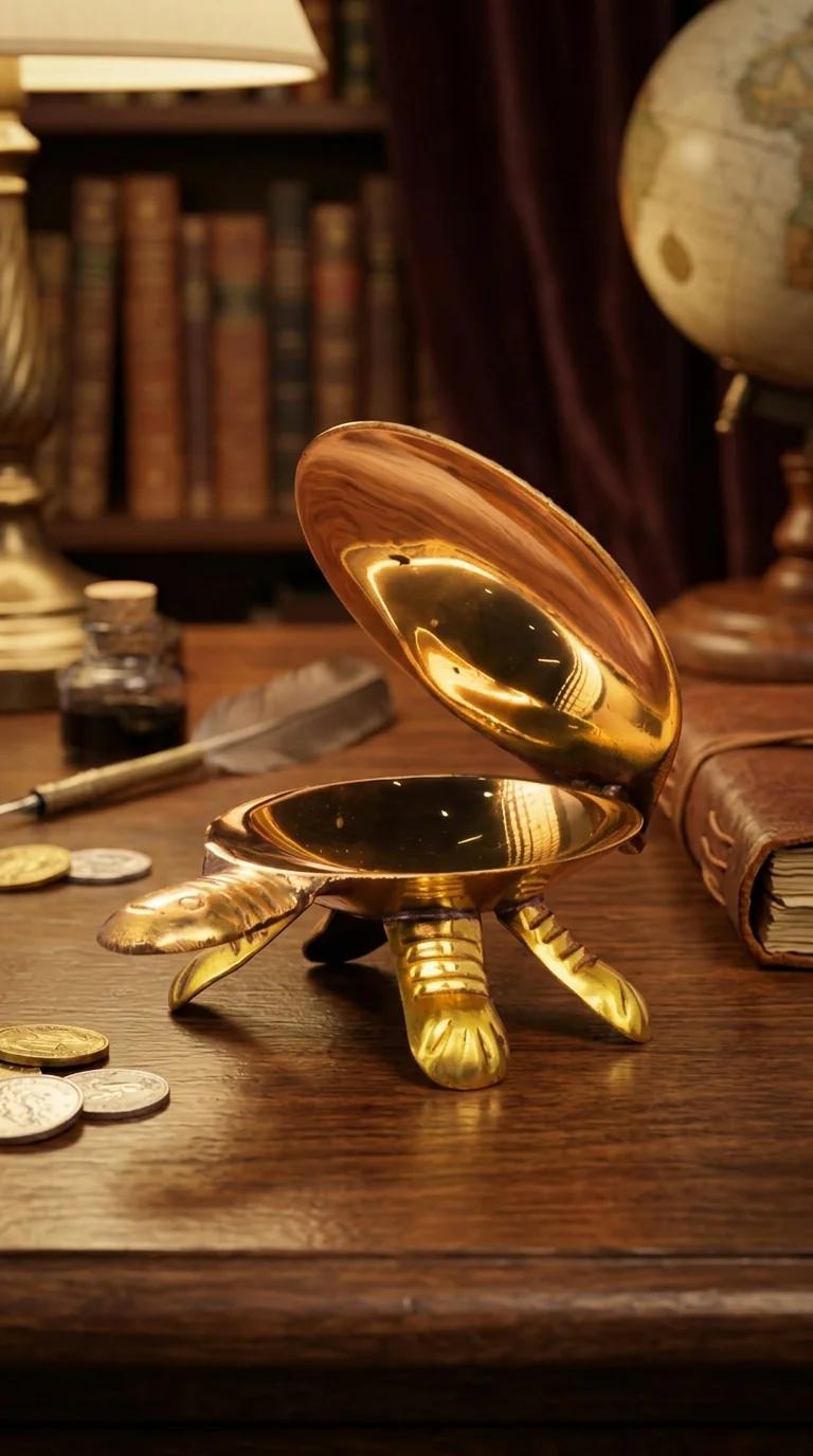 MH Decors Decorative Brass Tortoise with Secret Wish Box for Home and Office Spaces