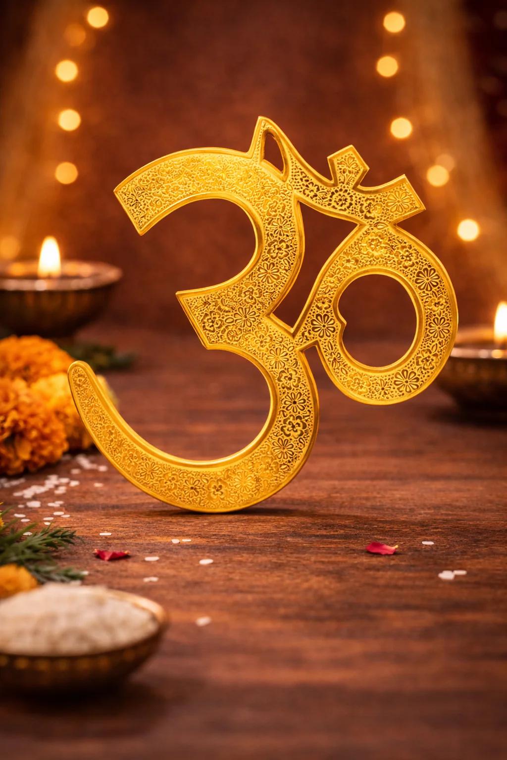 MH Decors Decorative Brass Om Wall Hanging for Wall and Door Spiritual Decor