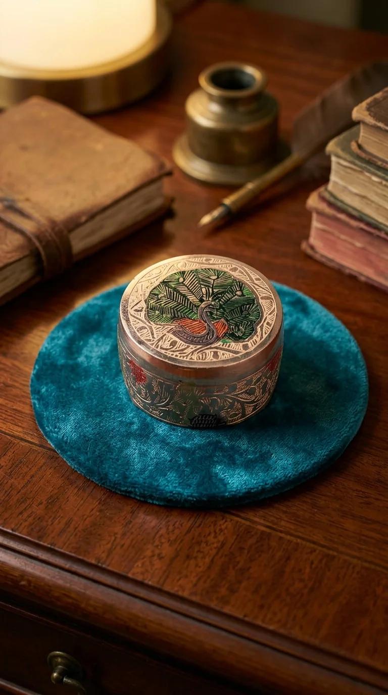 MH Decors Handcrafted Sindoor Box Round with Lid for Home Decor and Pooja